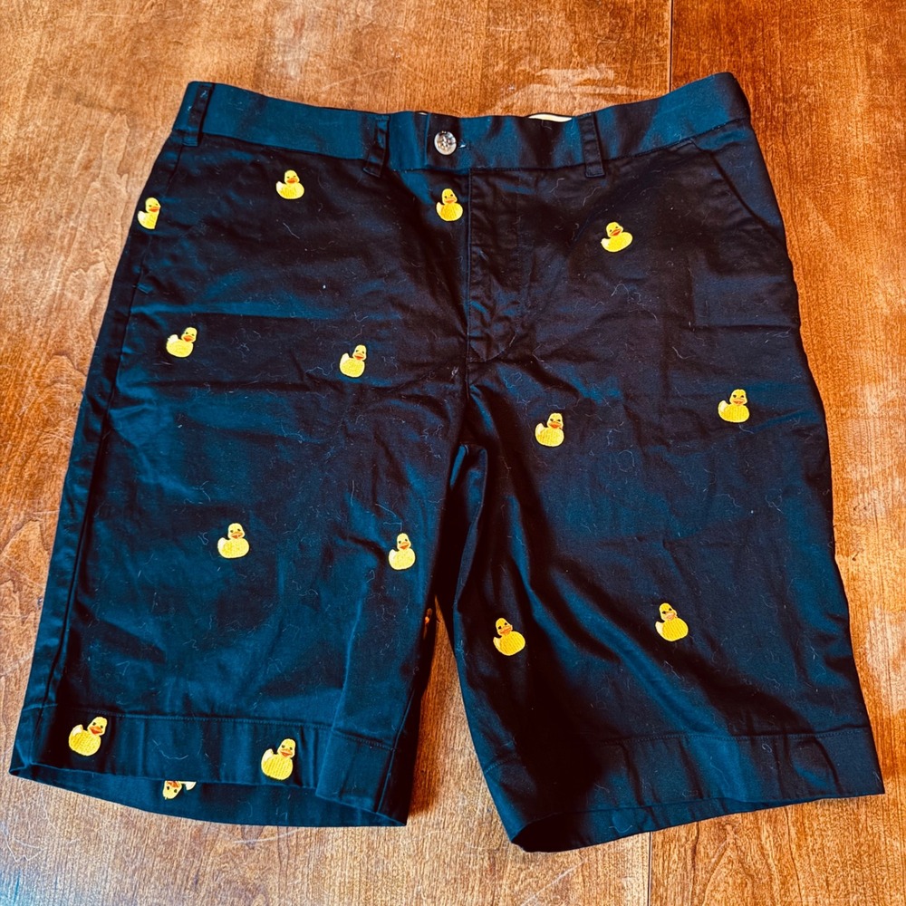 Loudmouth Shorts Mens 36 Black Yellow Rubber Duck Embroidered Chino Golf Novelty